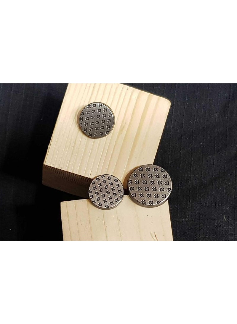 Mohan Shoppe Designer Dotted Round Metal Coat Buttons Blazer Buttons Sold with Box for Blazer Suits Classy Design Packages of 6 Big 6 Small Pieces Matte Grey