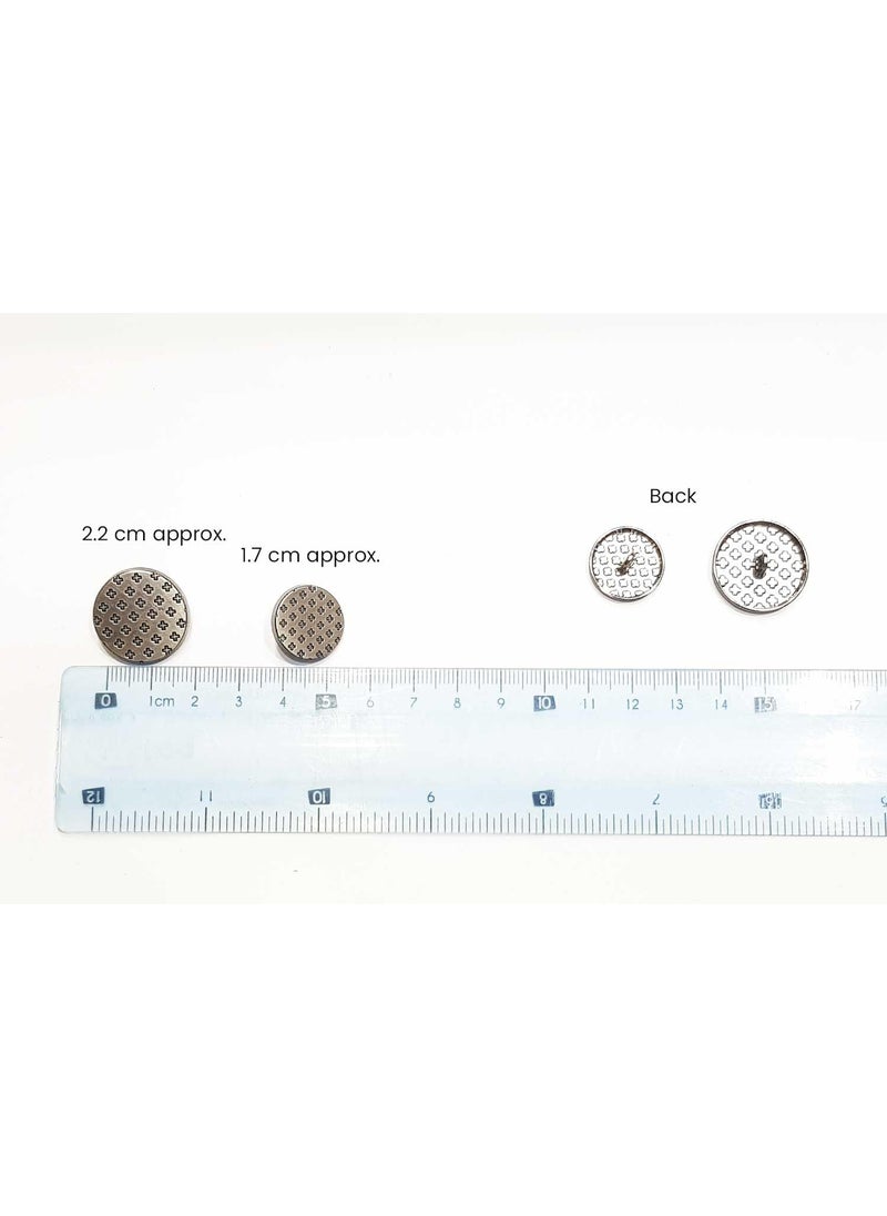 Mohan Shoppe Designer Dotted Round Metal Coat Buttons Blazer Buttons Sold with Box for Blazer Suits Classy Design Packages of 6 Big 6 Small Pieces Matte Grey