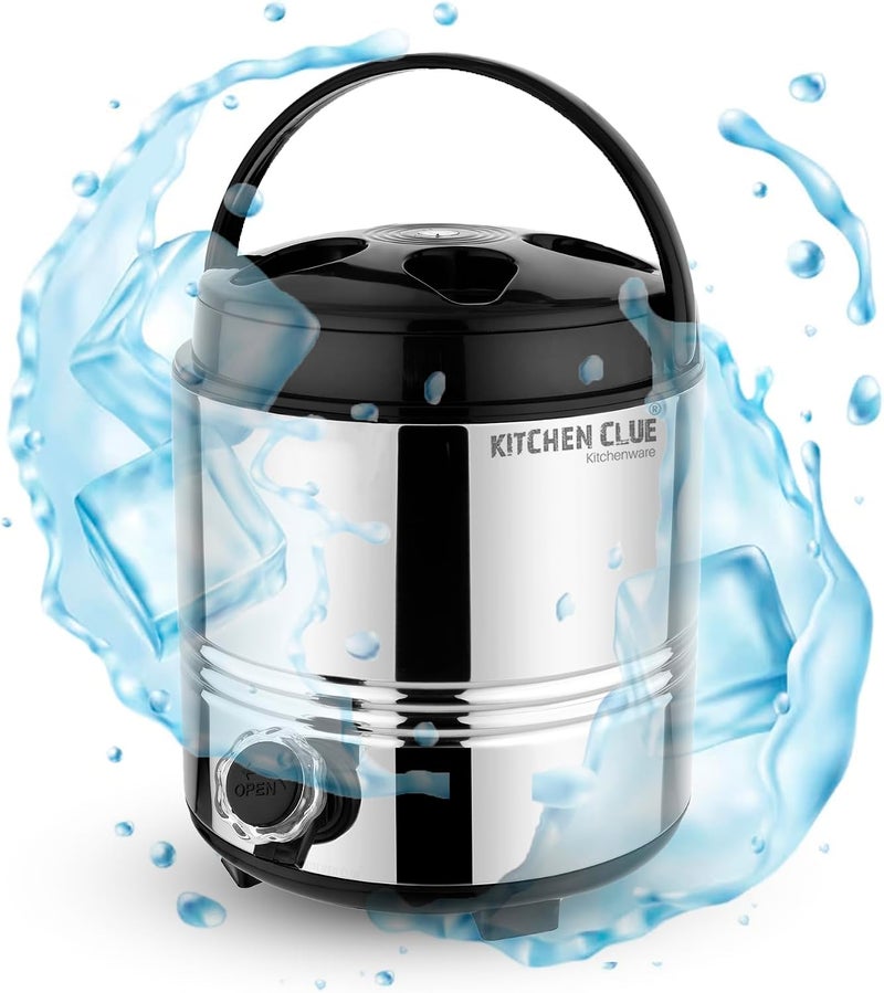 KITCHEN CLUE Aqua-5 Liter Stainless Steel Hot Tea/Coffee Containers For Winter Season I PUF Insulated Thermosteel Hot Water/Tea Flask With Leak-Proof Tap I Spill-Proof I Easy To Carry Handle, Silver - Image 1