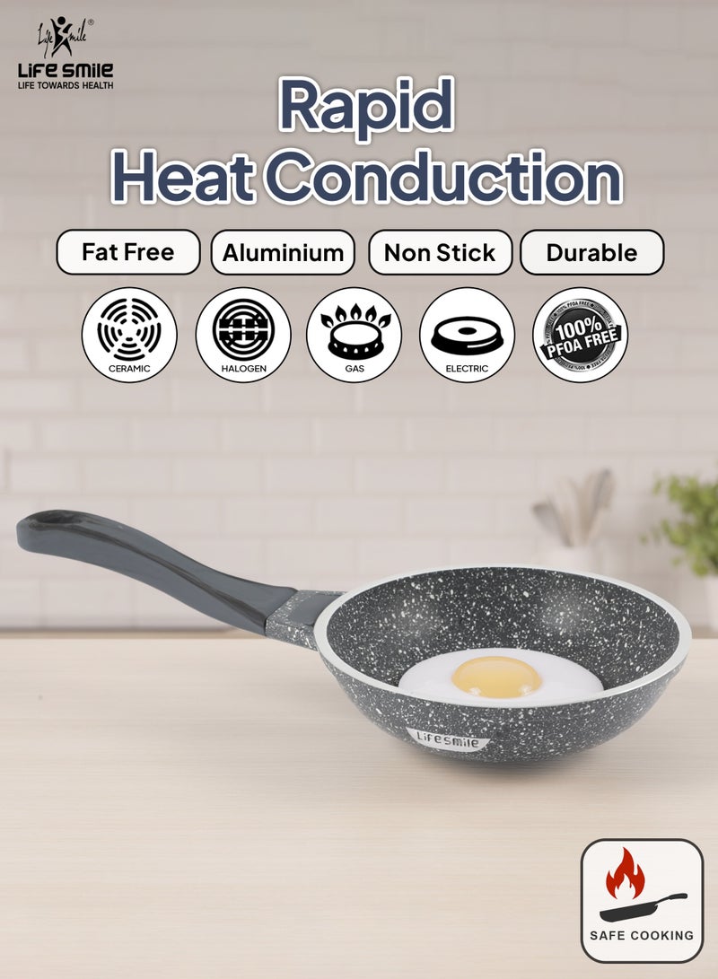 Life Smile 14cm Non-Stick Fry Pan | Multi-Layer Granite Coating | Energy Saving Bottom | PFOA-Free | Induction & Gas Compatible | 0.45L Mini Frying Pan - Image 3