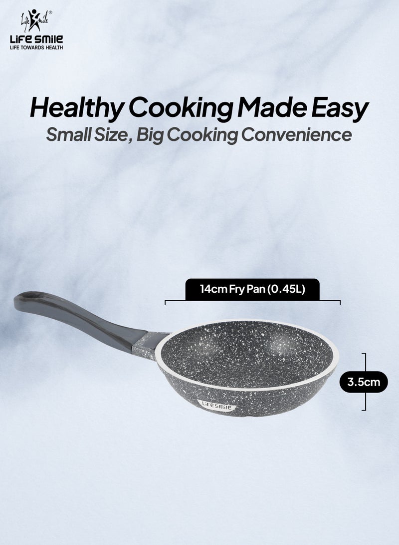 Life Smile 14cm Non-Stick Fry Pan | Multi-Layer Granite Coating | Energy Saving Bottom | PFOA-Free | Induction & Gas Compatible | 0.45L Mini Frying Pan - Image 5