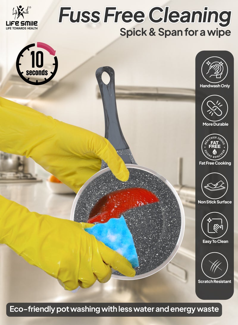 Life Smile 14cm Non-Stick Fry Pan | Multi-Layer Granite Coating | Energy Saving Bottom | PFOA-Free | Induction & Gas Compatible | 0.45L Mini Frying Pan - Image 2
