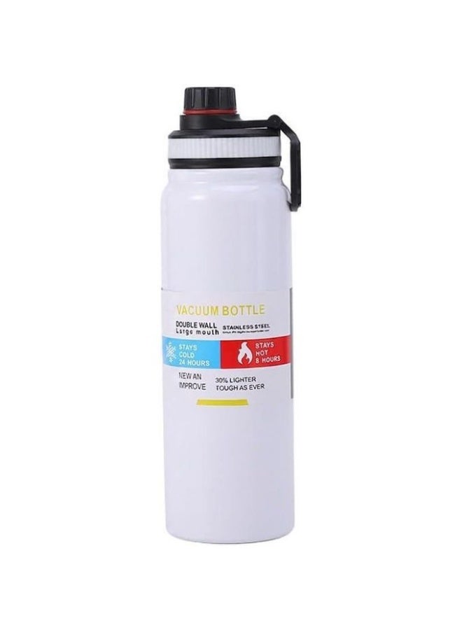 KITCHENOO 800ml Insulated Water Bottles with Wide Mouth,Stainless Steel Metal Bottle with Leak Proof Lids - Great for Work, Travel/Men, Women-White - Image 1