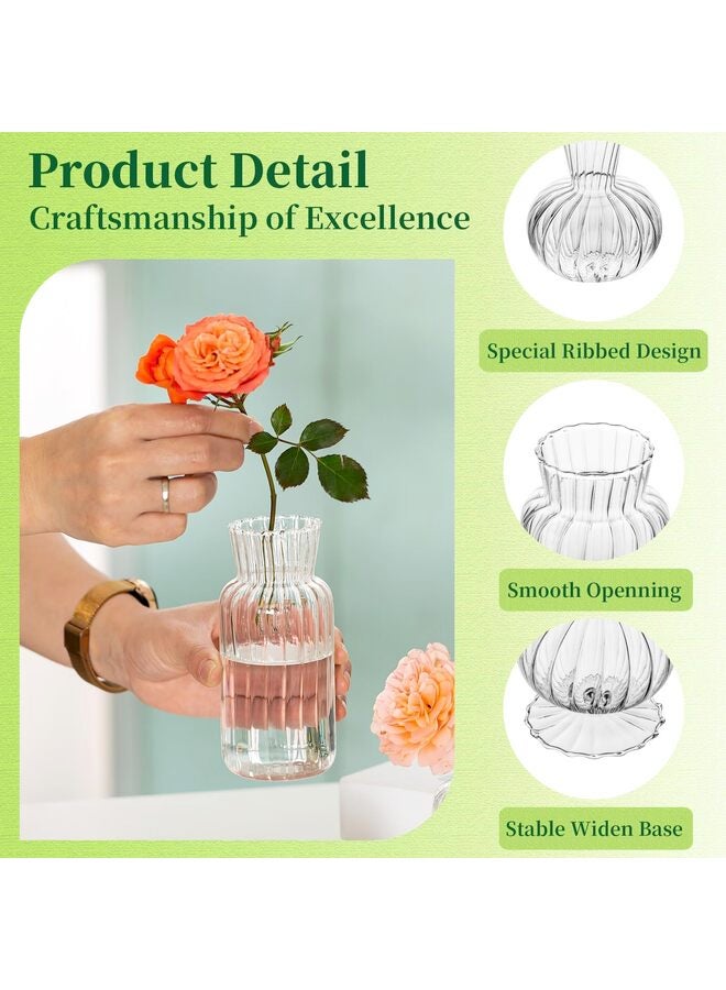 يُسلِّم مزهريات زجاجية صغيرة للقطع المركزية - مزهريات شفافة صغيرة للبراعم بكميات كبيرة، مجموعة مزهريات زهور لطيفة لحفلات الزفاف، ديكور المنزل، ديكور الطاولة (شفافة، 8 قطع) - Image 2