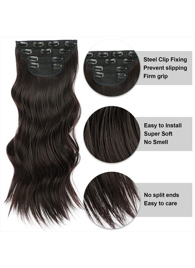 Vigorous - Dark Brown Hair Extension Thick Wavy Clip in Hair Extensions 20 Inch for Full Head - Image 1