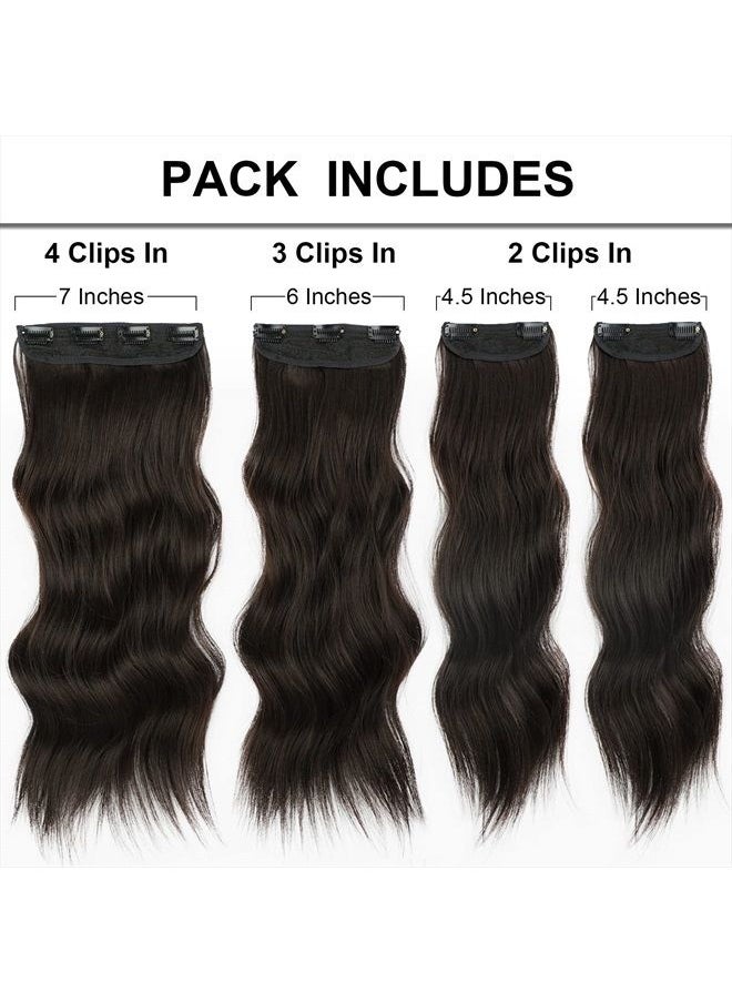 Vigorous - Dark Brown Hair Extension Thick Wavy Clip in Hair Extensions 20 Inch for Full Head - Image 1