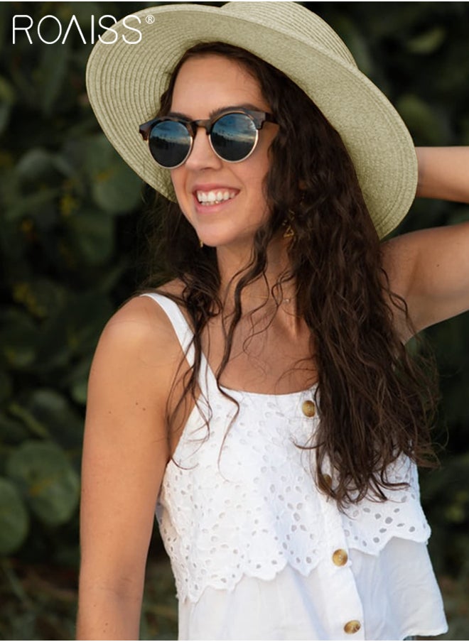 Holiday Straw Beach Hat for Women Wide Brim Bow Ribbon Boater Hat Flat Top Classic Sun Hat for Summer Beige - pzsku/ZA7CCB6E6C1C71215B3B6Z/45/_/1711443419/49d89a25-6ecd-44c5-8903-b95ced8f8572