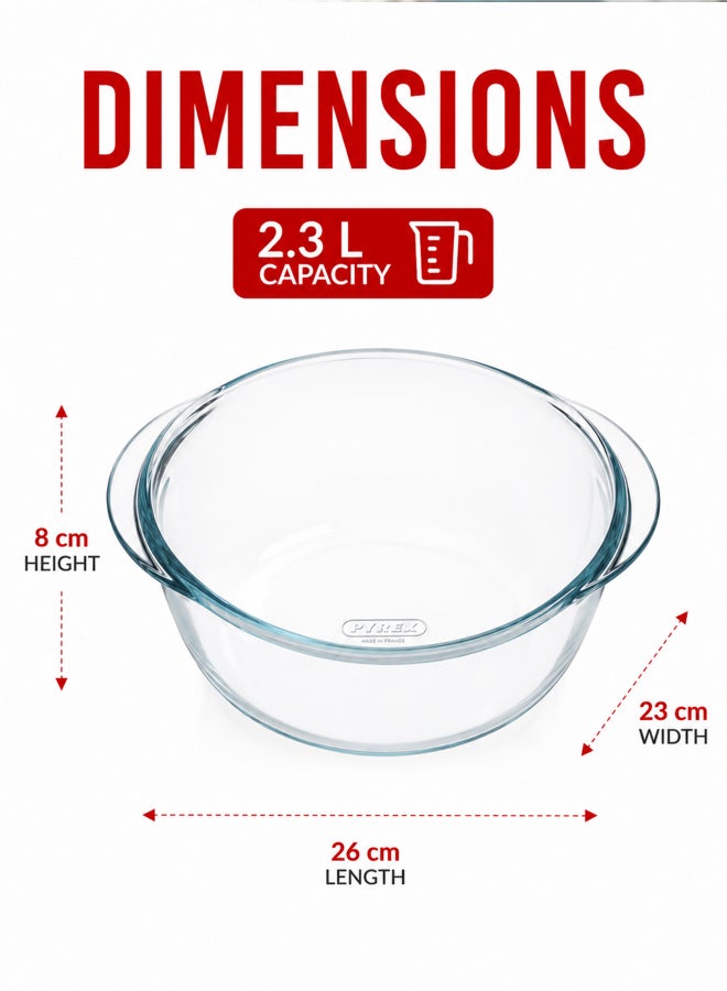 بيريكس Pyrex Air Fryer Round Dish 2.3L Borosilicate Glass Bakeware, Air Fryer, Oven & Microwave Safe, Heat Resistant Glass Dish for Baking, Roasting, Reheating & Serving - Image 2