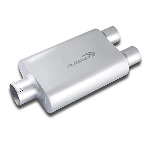 Floshine Universal Mufflers Performance Automotive Exhaust Aluminized Steel Muffler Dual Chamber 3" center inlet (ID) 2.5" dual outlet (ID) FH430402 - Image 1