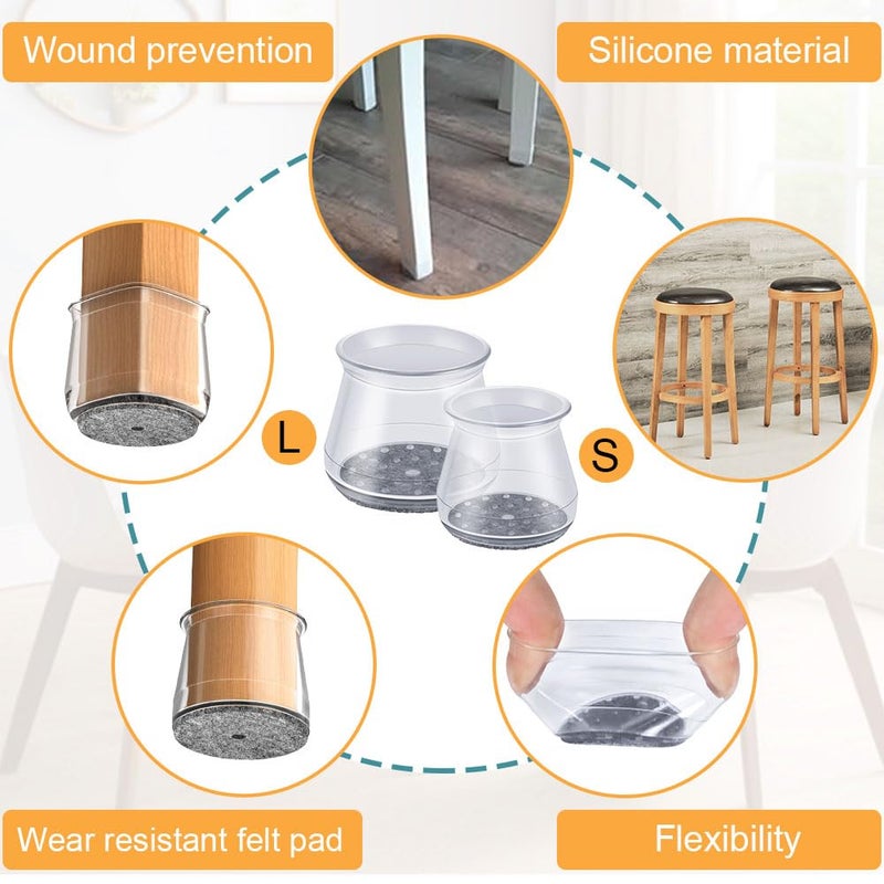 OASMU 32 Pcs Chair Leg Floor Protectors - Silicone Felt Pads, Scratch-Proof & Noise-Free, Easy Smooth Moving, Large Size (Fits Round Chair Legs: 1-5/16" to 2" Diameter)â€‹ - Image 3