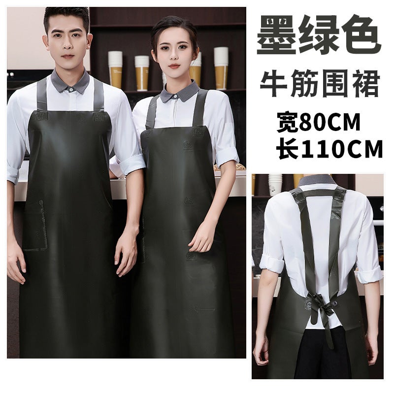 Waterproof And Oil-Proof Beef Tendon Thickened Apron Kitchen Aquatic Slaughtering Catering Special Extended Waist Acid And Alkali Resistant - Image 1