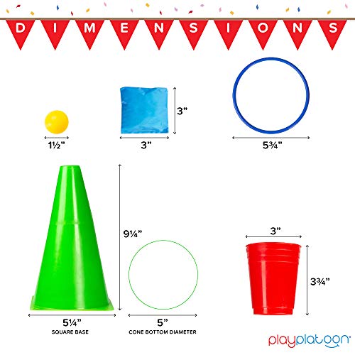 Play Platoon 38 Piece Carnival Games for Kids - Indoor Obstacle Backyard Course, Bean Bag Toss, Ring Toss, Cones, Cups, Games for Kids, Family Party Outdoor Inside - Image 4