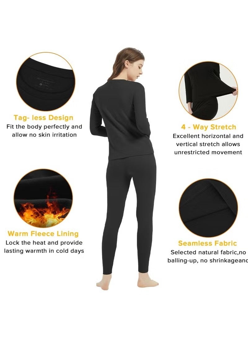 general Thermal Underwear for Women Fleece Lined Base Layer Pajama Set Cold Weather - Image 3