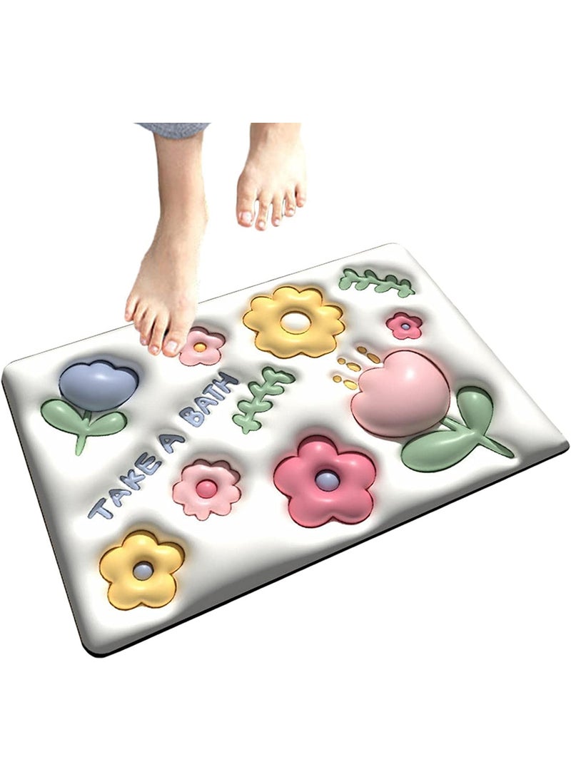 Baker's Signature - 3D Cute Bathroom Mat Rug Diatomite Absorbent Bath Carpet Quick Drying Shower Bathtub Foot Door Floor Mat Home Decor Bath Mat Diatomaceous Earth Shower Mat - Image 1