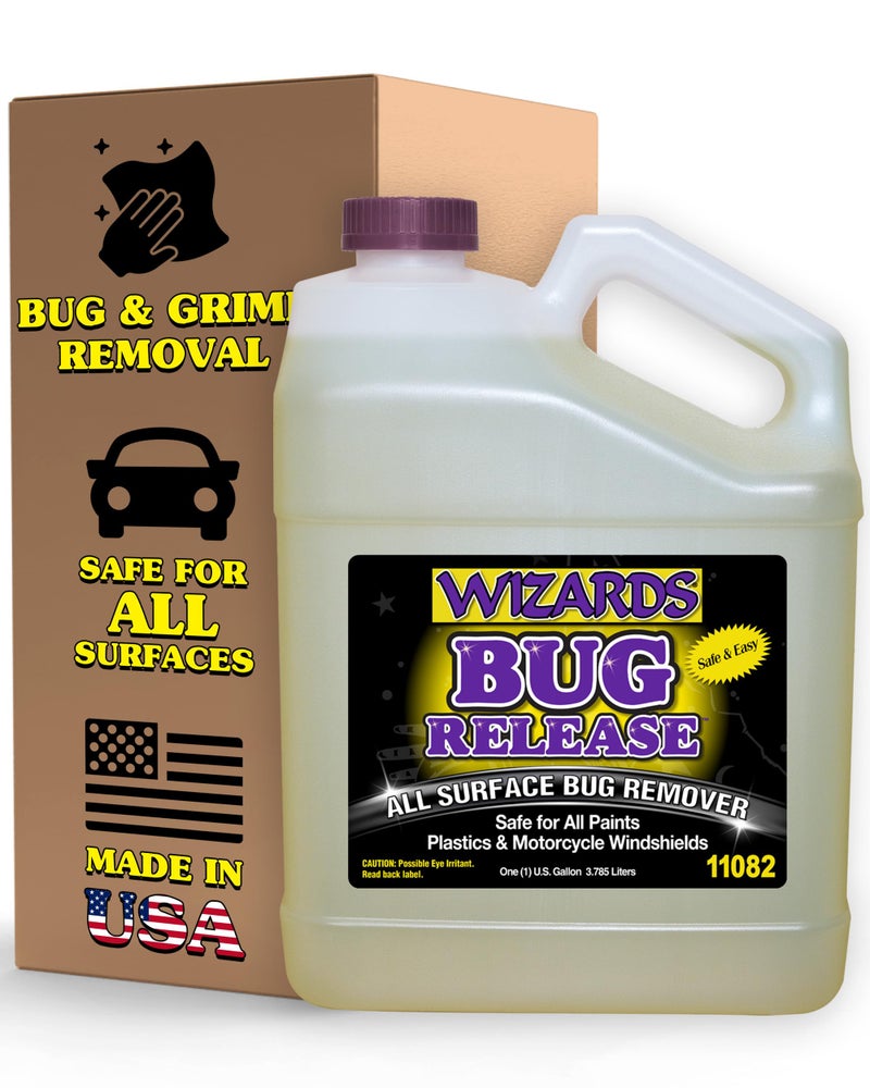 Wizards Bug Release - All Surface Bug Remover and Wash for All Vehicles - Softens and Neutralizes Acidic Bug Protein - Doubles as Spot Cleaner and Pre-Soak Car Cleaner - 1 Gallon - Image 1