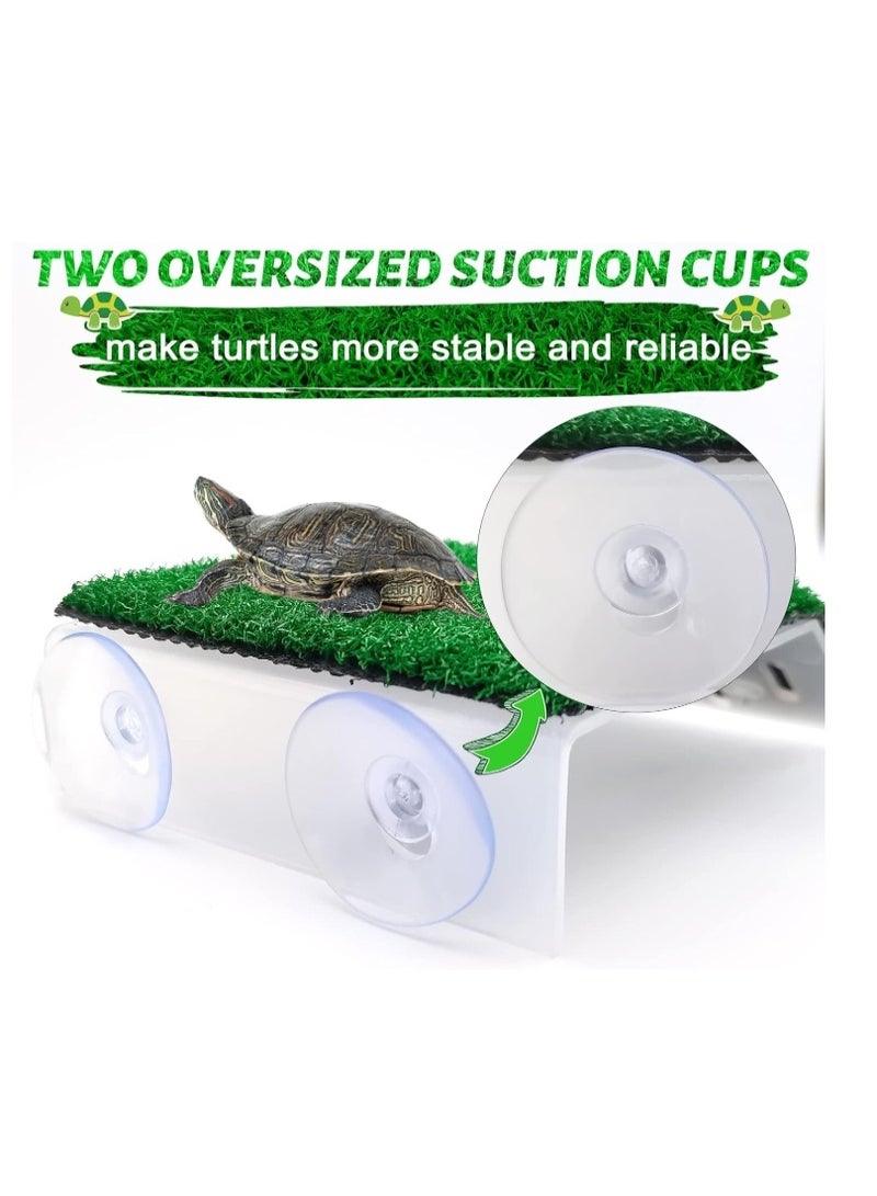 منصة تشمس للسلاحف، منحدر عشبي لمحاكاة السلاحف، سلم تسلق للسلاحف، شرفة استراحة للسلاحف والزواحف والضفادع، حجم متوسط - Image 4
