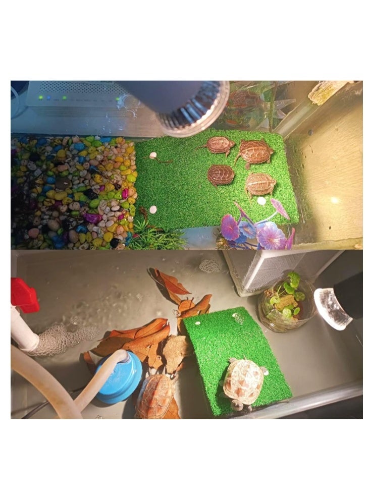 منصة تشمس للسلاحف، منحدر عشبي لمحاكاة السلاحف، سلم تسلق للسلاحف، شرفة استراحة للسلاحف والزواحف والضفادع، حجم متوسط - Image 2