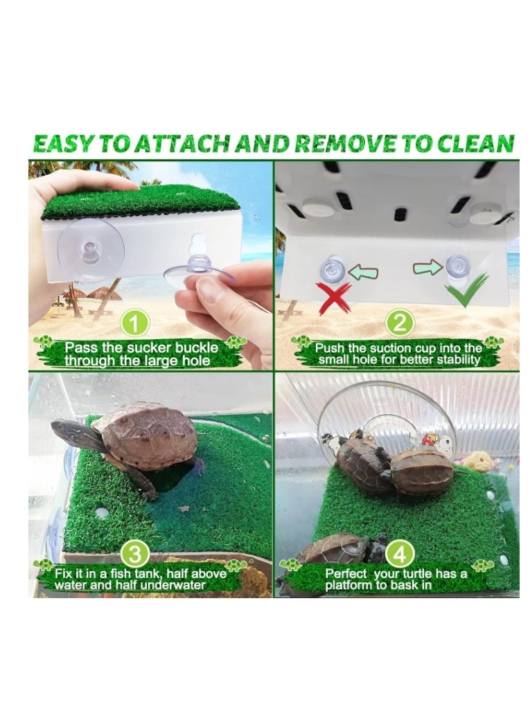 منصة تشمس للسلاحف، منحدر عشبي لمحاكاة السلاحف، سلم تسلق للسلاحف، شرفة استراحة للسلاحف والزواحف والضفادع، حجم متوسط - Image 5
