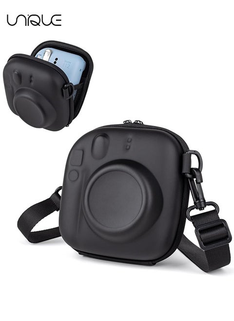 Camera Case for Instax Mini 12/11/ SE/99/90/7+ Evo fuji Instant Camera Bag - Adjustable Shoulder Strap - No Camera - Black