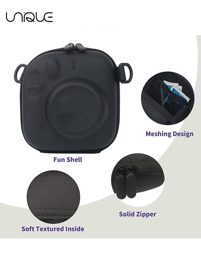 Unique - Camera Case for Instax Mini 12/11/ SE/99/90/7+ Evo fuji Instant Camera Bag - Adjustable Shoulder Strap - No Camera - Black - Image 1