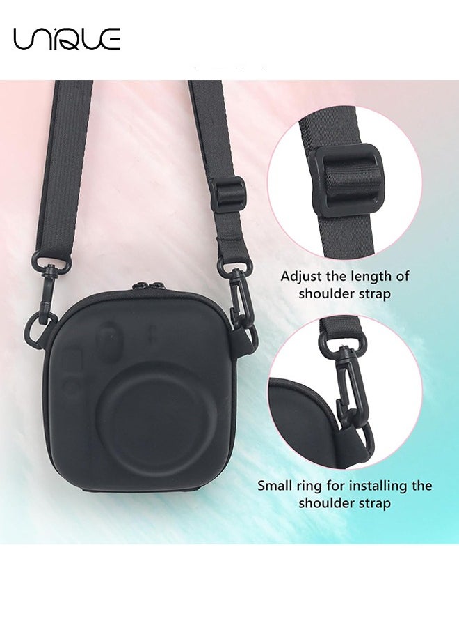 Unique - Camera Case for Instax Mini 12/11/ SE/99/90/7+ Evo fuji Instant Camera Bag - Adjustable Shoulder Strap - No Camera - Black - Image 1