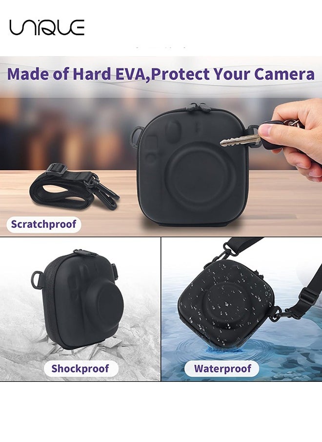 Unique - Camera Case for Instax Mini 12/11/ SE/99/90/7+ Evo fuji Instant Camera Bag - Adjustable Shoulder Strap - No Camera - Black - Image 1