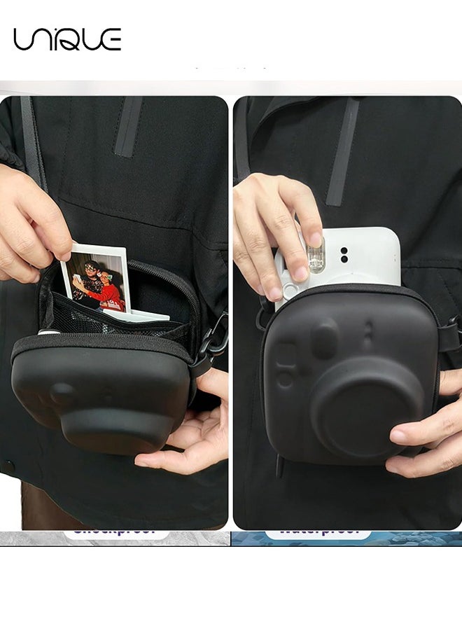 Unique - Camera Case for Instax Mini 12/11/ SE/99/90/7+ Evo fuji Instant Camera Bag - Adjustable Shoulder Strap - No Camera - Black - Image 1