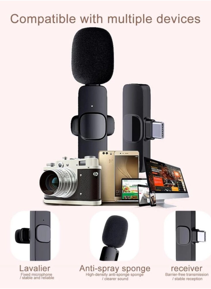 BSNL - K8 Wireless Collar Clip Microphone For iPhone/iPad & Type C Mobile Phones Supported Lapel Lavalier Mic - Image 1