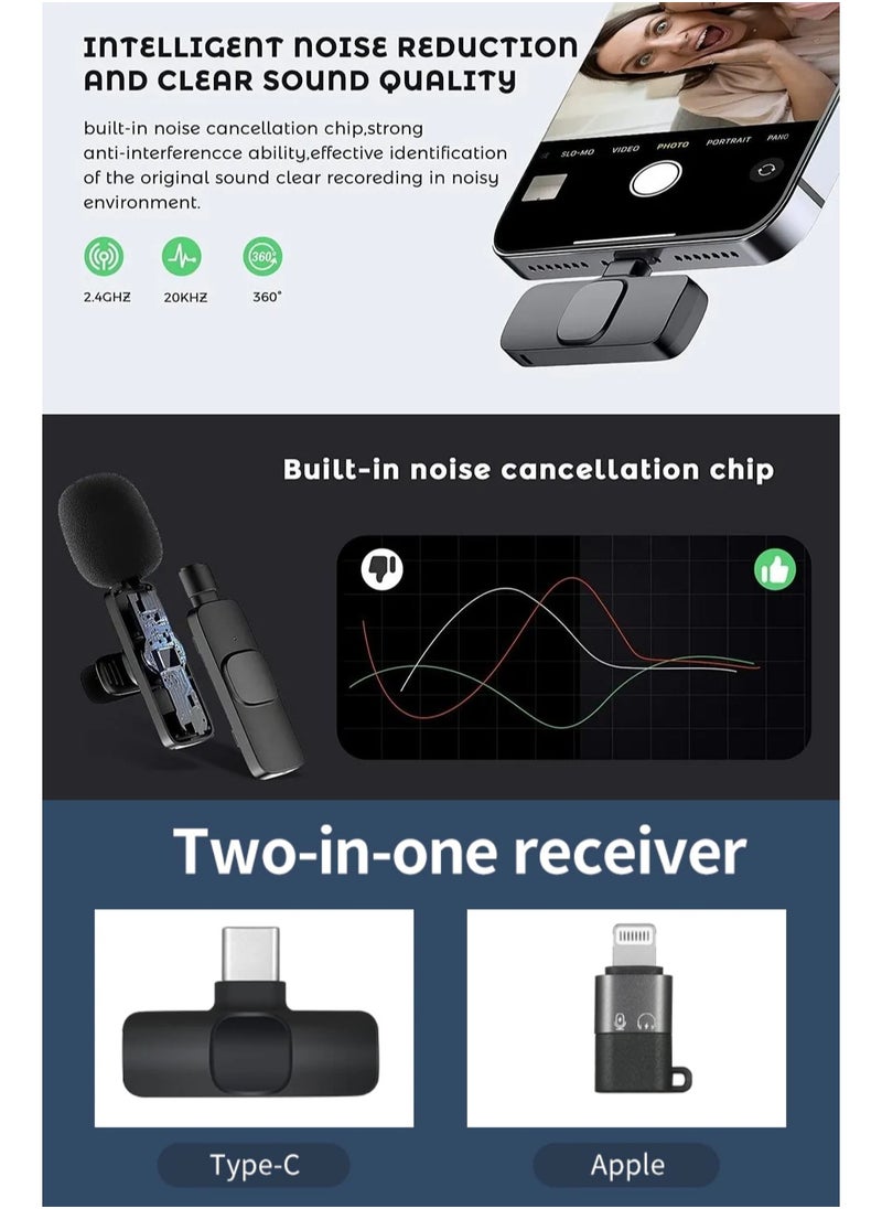 BSNL - K8 Wireless Collar Clip Microphone For iPhone/iPad & Type C Mobile Phones Supported Lapel Lavalier Mic - Image 1
