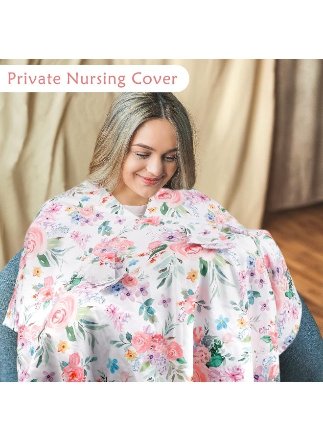 Jundetye Baby Car Seat Cover, Peekaboo Opening Spring Car Seat Canopy for Baby Girls Boys, Mom Nursing Breastfeeding Covers, Blanket for Infant, Pink Watercolor Flower - Image 4