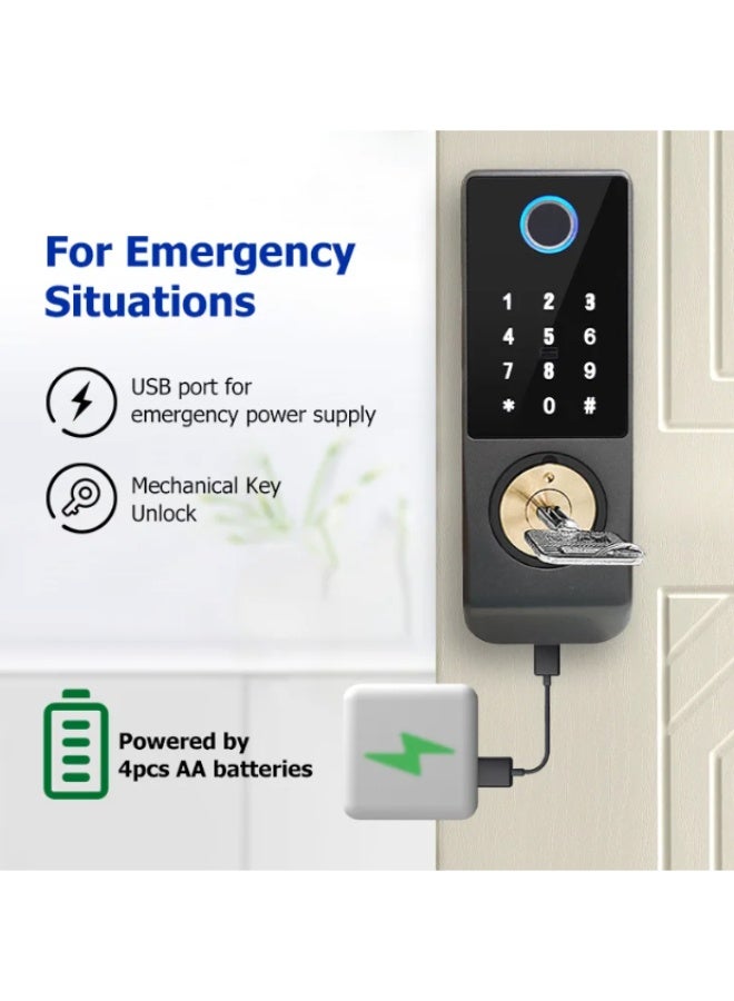 StarDY Smart Fingerprint Door Lock, Biometric Password Door Lock, Anti-Theft Electronic Lock，Fingerprint, Passcode, Key, IC Card, Tuya WIFI App,Waterproof(double Side) - Image 5