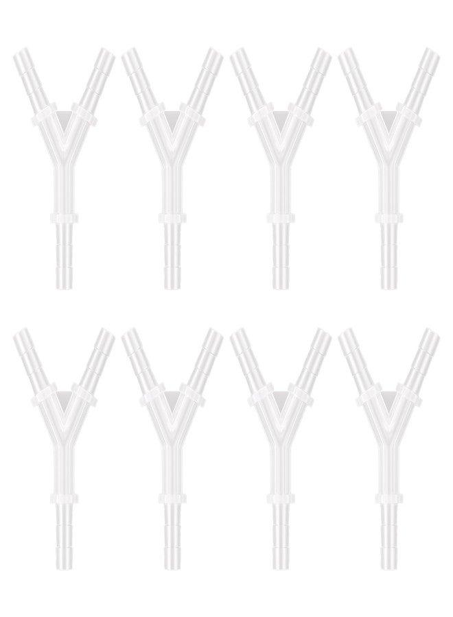 Pawfly 8 Pcs Aquarium Airline Tubing Connectors, 3/16" Airline Y Connector Splitter for Air Pump Tubing, 3 Way Hose Connectors, Plastic Barbed Hose Fittings for Fish Tank - Image 1