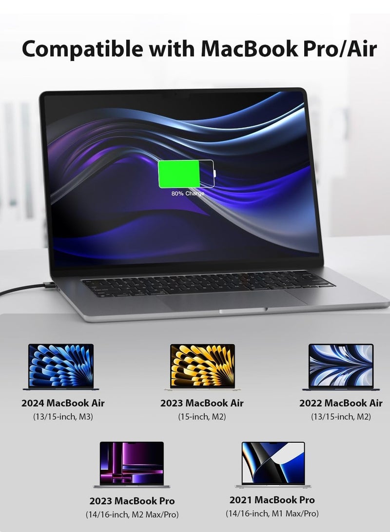 Arabest 140W USB-C to Magnetic 3 Cable 6.6Ft, Compatible with MacBook Pro (14/16-inch, 2023), MacBook Pro (14/16-inch,2021), MacBook Air (13/15-inch, 2024/2022), MacBook Air (2023) (BLACK)  - Image 2