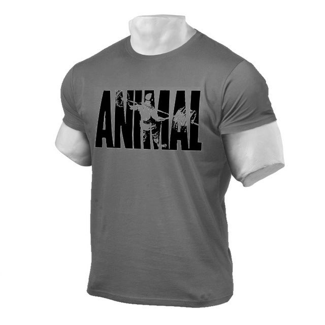 Generic Mens clothing 2020 new fitness sports casual cotton European and American fashion fashion clothing personalized letter short sleeve t-shirt Dark gray