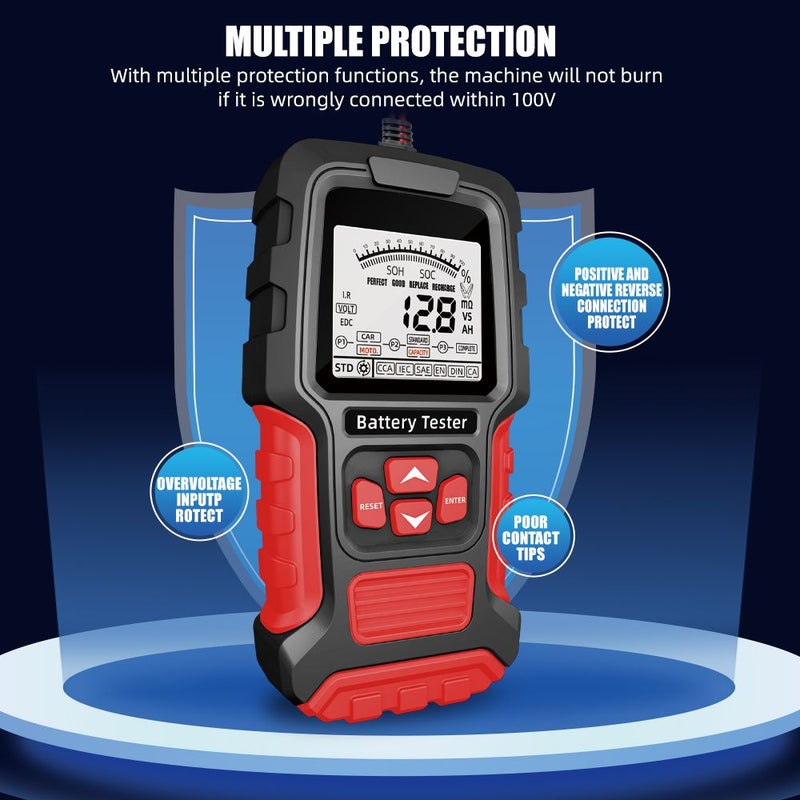 Professional Automotive Battery Tester 45354 LCD Digital Diagnostic Tool for Car Truck Motorcycle SUV AGM Gel Battery Universal Battery Life Testing Device - Image 5