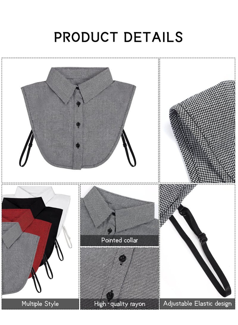 Zikra ياقة مزيفة للنساء 4 قطع، قمصان نصف بلوزة قابلة للفك، ياقة مزيفة مزخرفة، رباط قميص قطن مزخرف، نقطة طية صدر السترة - Image 4