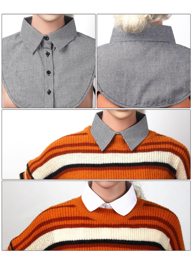 Zikra ياقة مزيفة للنساء 4 قطع، قمصان نصف بلوزة قابلة للفك، ياقة مزيفة مزخرفة، رباط قميص قطن مزخرف، نقطة طية صدر السترة - Image 3