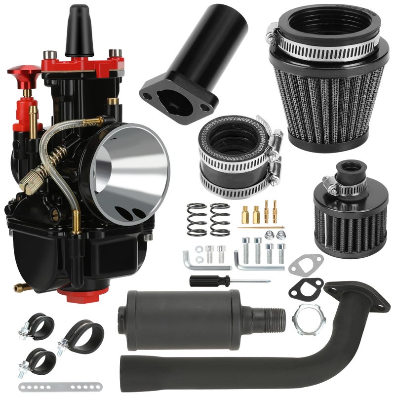 CILOYU PWK Carburetor 212cc Exhaust Muffler Assembly Stage 2 Kit Replacement for Predator 212 196cc 200cc 65hp Coleman CT200U BT200X KT196 Baja Warrior MB200 Mini Bike Go Kart Parts - Image 2