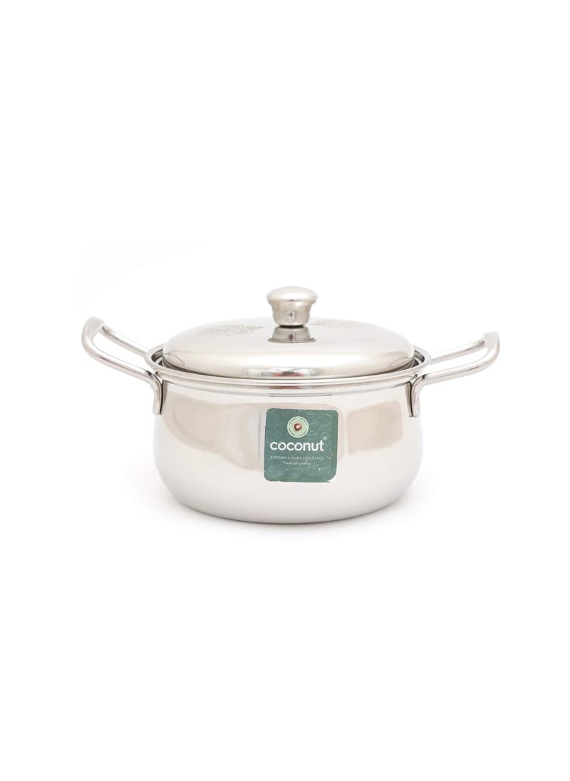 Coconut Coconut Stainless Steel Cook & Serve/Mysore Royal Handi Laser SS Lid with Handle - Big - Diamater -19, Capacity - 2000 ML 