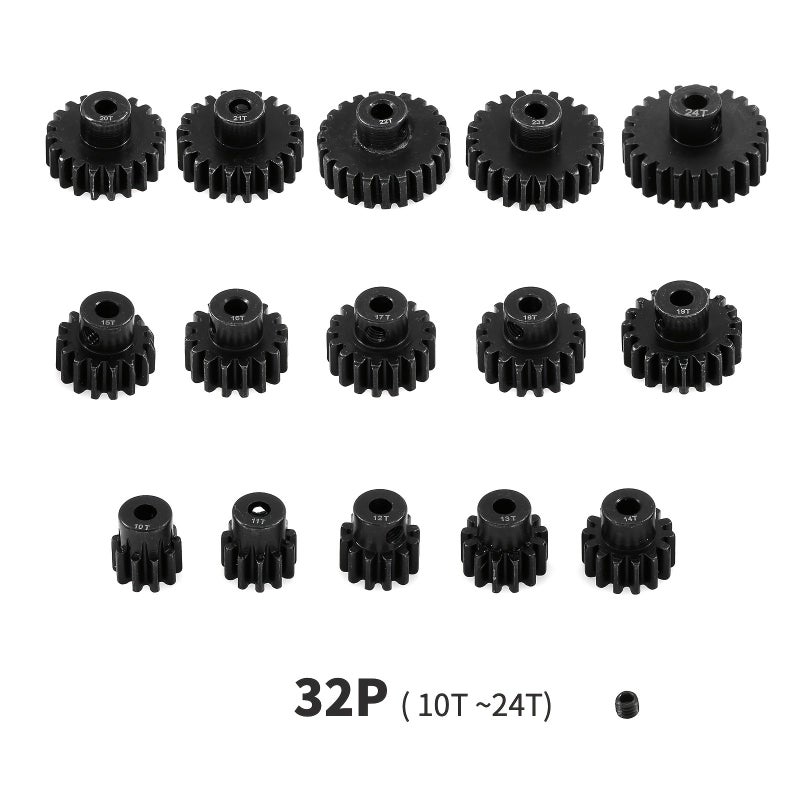 Enhanced 10T 32P Module Gear 0.8 Module 3.175 Hole for 1/10 Scale RC Motor - Image 1