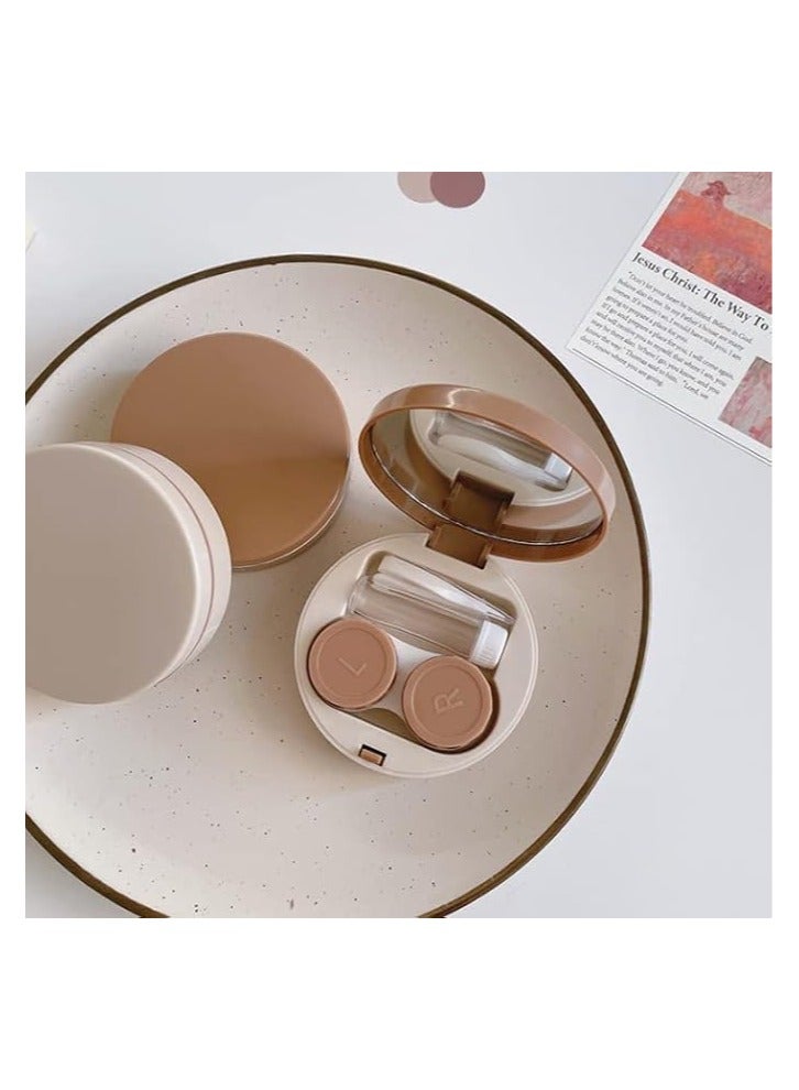 خاجول حافظة عدسات لاصقة محمولة، طقم نقع العدسات اللاصقة للسفر والمنزل (أبيض، كاكي) - Image 3