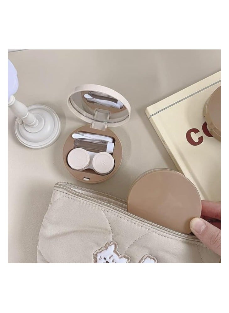 خاجول حافظة عدسات لاصقة محمولة، طقم نقع العدسات اللاصقة للسفر والمنزل (أبيض، كاكي) - Image 5