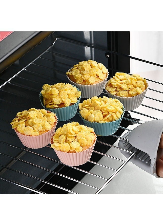 12 Pcs Silicone Cupcake Liners Reusable Baking Cups, Nonstick Easy Clean Pastry Muffin Molds, BPA Free Dishwasher Safe Pleated Paper Cup (Colorful) - Image 5