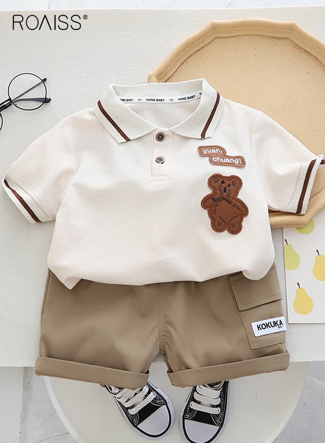 roaiss Little Boy Polo Shirt and Shorts Set with Bag, Stylish 3-Piece Outfit for Toddler Boys, Summer Outfit with Adorable Top, Elastic Waist Shorts and Crossbody Bag, Perfect for Daily Wear or Various Occasions - Image 2