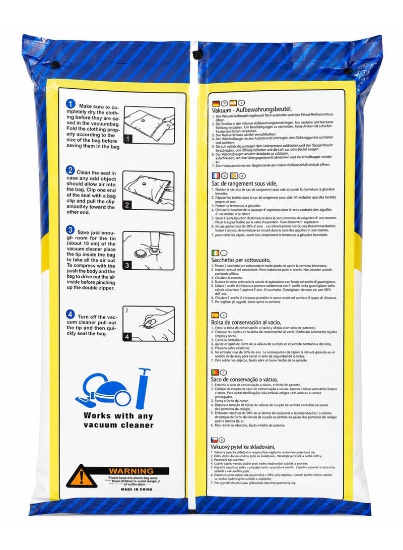 5 Piece Vacuum Storage Bags Set with Hand Pump, Space Saver Compression Bags for Clothes, Blankets & Bedding, Reusable Airtight Storage Bags, 80% Space Saving - Image 5