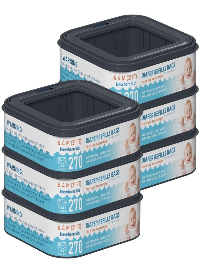 Fununcat Standard Square Refills Disposal Bags Refill Compatible with Diaper Genie Classic, Compact and Select Pails, Hold Up to 270 Newborn-Sized Diapers Per Refill, Pack of 6 - Image 1