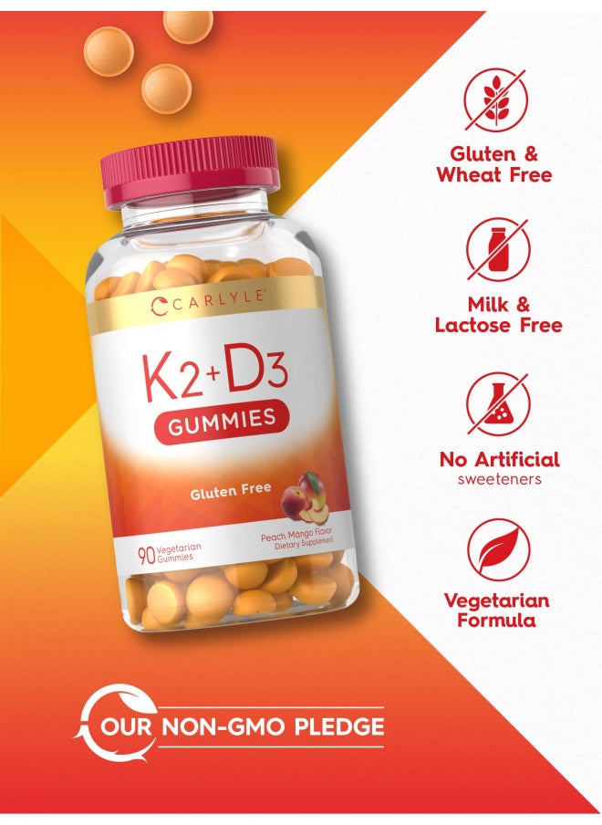 CARLYLE - Carlyle Vitamin D3 K2 Gummies | 90 Count | 5,000 IU of D3 + 100 mcg MK7 | Vegetarian, Non-GMO, and Gluten Free Vitamin Supplement - Image 1