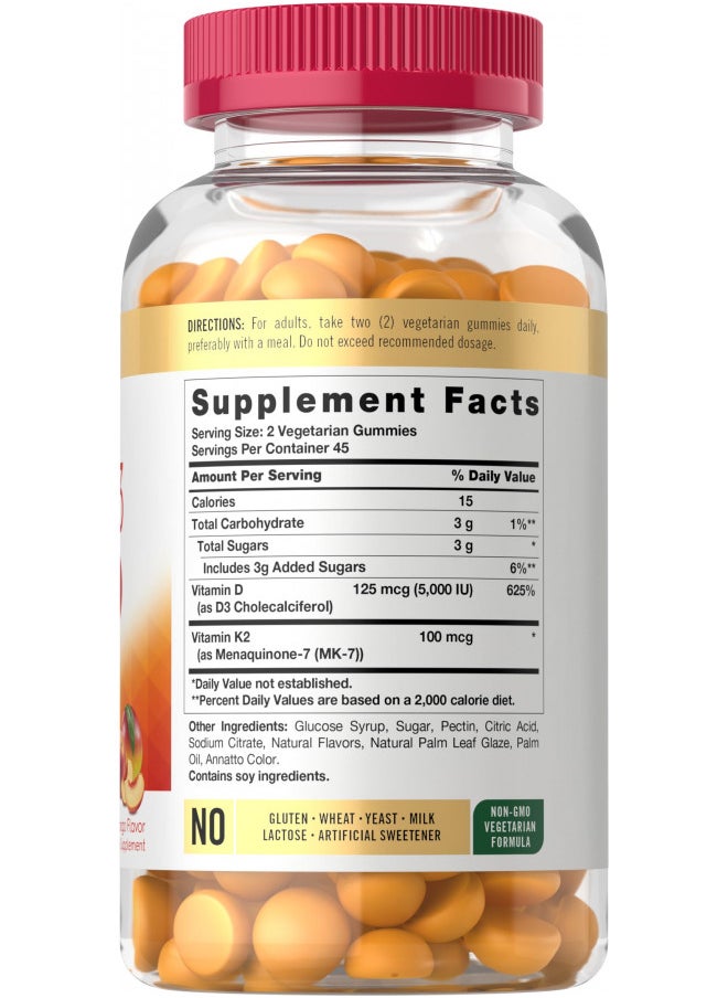 CARLYLE - Carlyle Vitamin D3 K2 Gummies | 90 Count | 5,000 IU of D3 + 100 mcg MK7 | Vegetarian, Non-GMO, and Gluten Free Vitamin Supplement - Image 1