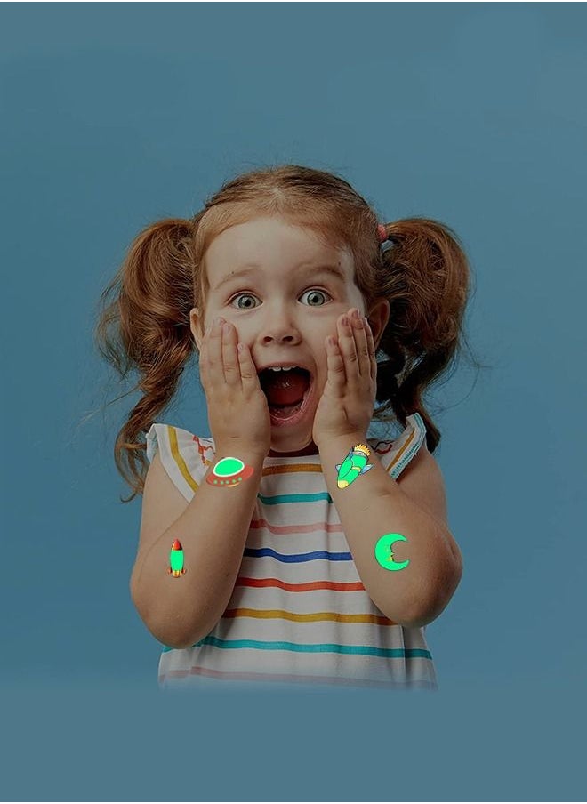 GROIC Luminous Temporary Tattoos for Kids,Waterproof Fake Tattoos Stickers with Space Theme for Boys and Girls,Birthday Party Decorations Supplies Favors  - Image 4