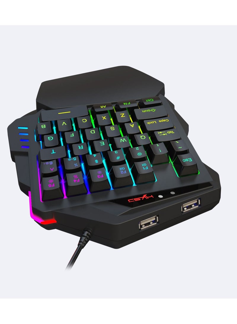 V500 35 Keys Colorful Mixed Light Gaming One-handed Keyboard